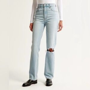 Abercrombie & Fitch 90s Straight Ultra High Rise Light Blue Jeans